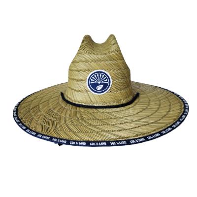 China High Quality Brim Brim Lifeguard Wide Brim Hat Character Printing Brim Badge Custom Men And Woven Straw Hat for sale