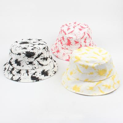 China Fashion\Cozy Scribble Printed Custom Hat 100%\Goods Cotton Tie Dye Brim Short Bucket Print Bucket Hat for sale