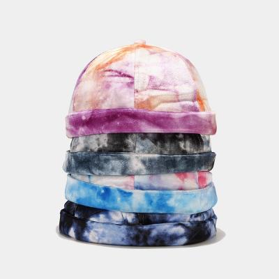 China New Dye Tie Multi Color Hip Hop Leather Strap Brimless Baseball Cap JOINT Wholesale Docker Hat for sale