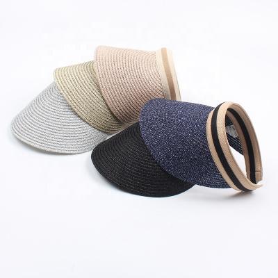 China Custom Summer Sun Visor Dobby Sport Brim Sun Visor Hat Sun Wide Brim Straw Hats For Women for sale