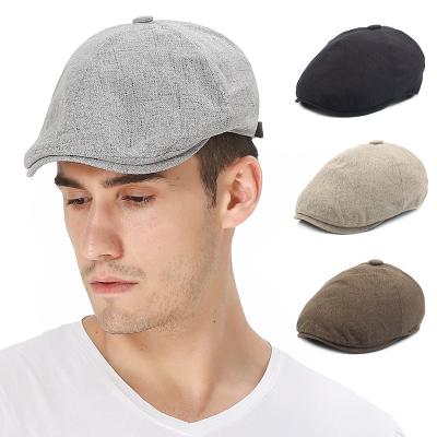 China Verified Custom Made Tourists Hot Selling Cotton Ivy Style British Solid Men's Retro Hat Breathable Peak Leisure Peak Hat for sale