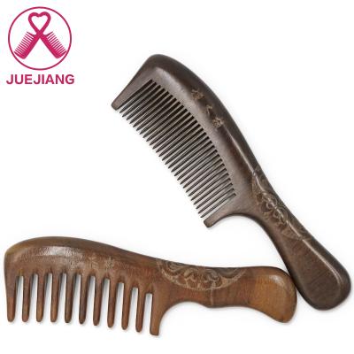 China Custom Natural Woody Comb Juejiang Brand Logo Afro Wood Hair Comb Wide Tooth Comb Sandalwood Fragrance for sale