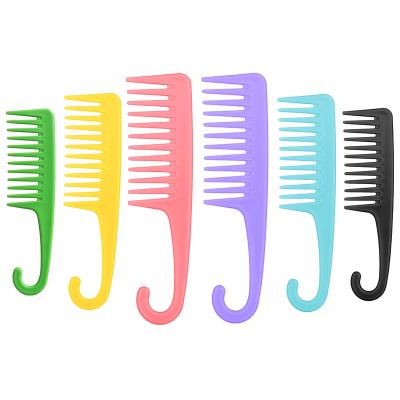 China Large Tooth Comb Hairdressing Comb Home Anti-static Wide Women Hanging Hole Handle Curly Hair Brush Beauty Hair Combs for sale