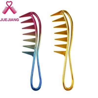 China Super Healthy Professional Plastic Anti-static Wide Tooth Comb Gold Color Salon Hairdressing Comb Funny Detangling Comb Detangling Comb for sale