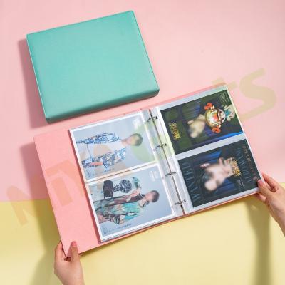 China Cloth PU A4 custom leather binding mini photocard collection book kpop card slot album for sale