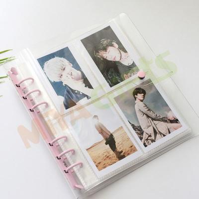 China Custom Soft Bound Cloth Vinyl Clear Plastic 6 Ring Photo Album Binder Clear Cards Collecting Book for sale