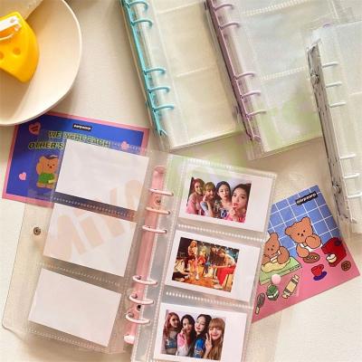 China A6 Cloth Ring Binder Soft PVC Coating 6 Clear Pocket 3 Inch Photo Album Cards Collection Book for sale