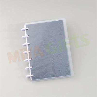 China Custom glass hardcover discbound planner plastic thick transparent printing agenda cover for sale