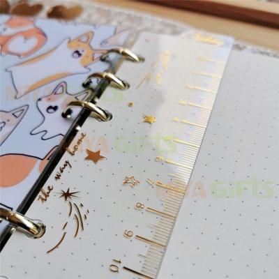 China Clear Tall Ruler Gold Foil PVC Planner Journal Ruler With Attached Ring Perforated Divider Monthly Today Weekly Tag 6 for sale