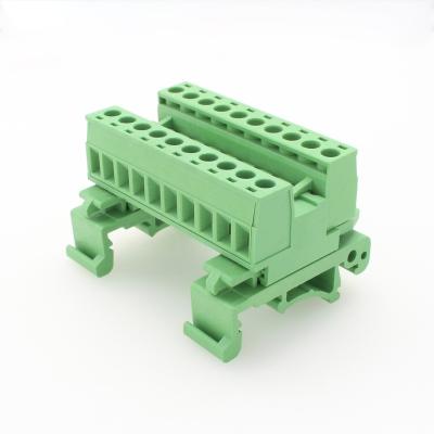 China PCB Rail Type 2EDGUKR 5.08mm Pitch 2/3/4/5/6/7/8 -16P 35mm Green Color Terminal Block PCB Pluggable Rail Connector for sale