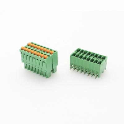 China Double rows KF2EDGKNH-3.5MM terminal block PCB 3.5mm pole 2 pin/3p/4p-24P 350 spring connector plug-in terminal block PCB spring for sale