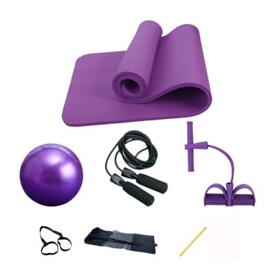 China Sports Yoga Mat 4pcs Set Home Gym Pilates Yoga Mat Set With Mat Ball Strap And Tension Rope for sale