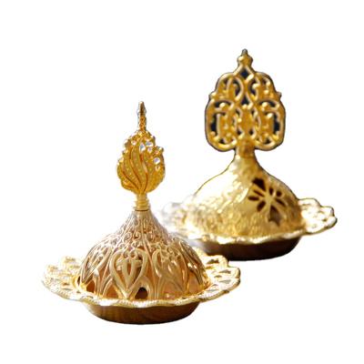 China Metal Hard Gold Censer Fast Delivery Arabic Middle East Mabkhara Incense Holder for sale