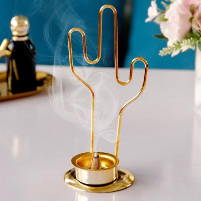 China Simple Modern European Incense Gold Metal Incense Incense Holder Arabic Indian Cactus Censer for sale