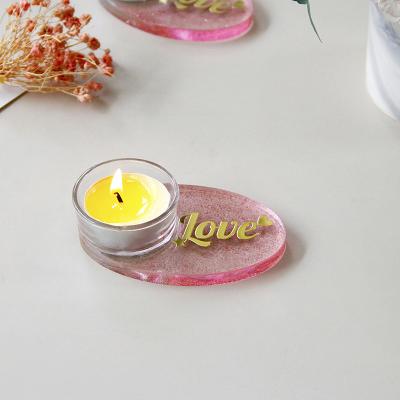 China European candlestick beautiful home decoration resin candle holder female pink cup candle home romantic home decoration for sale