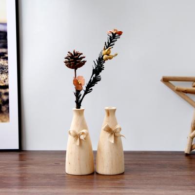 China Simple modern desktop flower of Nordic wooden home decoration handmade creative pastoral vases for sale