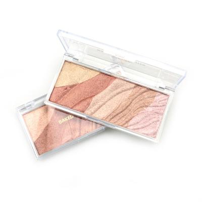 China RTS 5 Colors Vegan Highlighter Bar Waterproof Palette Baked Powder Face Makeup Bronzer Powder Case for sale