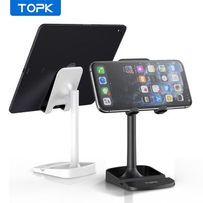 China TOPK D23 Environmental Friendly ABS Material New Arrival Silicone Clip Metal Tablet Desktop Mobile Phone Stand Holder for sale