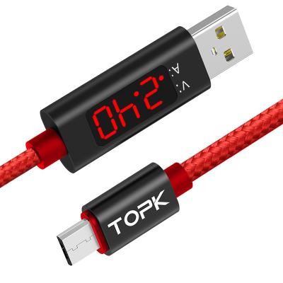 China Free Shipping TOPK AC27 1M Current Display LED Display Nylon Braided Micro USB Cable for sale