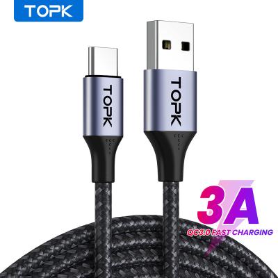 China 18W QC3.0 TOPK AN10 1M USB Fast Charging Data Type C 3A Fast Charging Phone USB Fast Charging Cable for sale