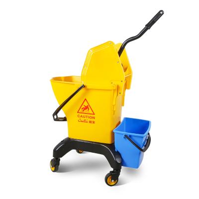 China 28Lspinning Bucket Wringer 2 Bucket Wringer Professional Professional Bucket Wringer Cart Handless Water Cleaning Mop for sale