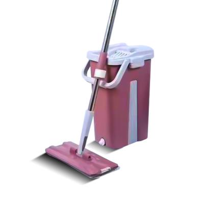 China Viable Wholesale Hotel Household Multi-Function Purple Flat Broom & Bucket Set Compression Mop Bucket for sale