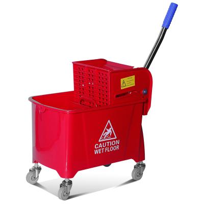 China Whosale Good Quality Viable Single Plastic Wringer 24L Mop Bucket With Wheels For Hotel Cleaning Company Restaurant for sale