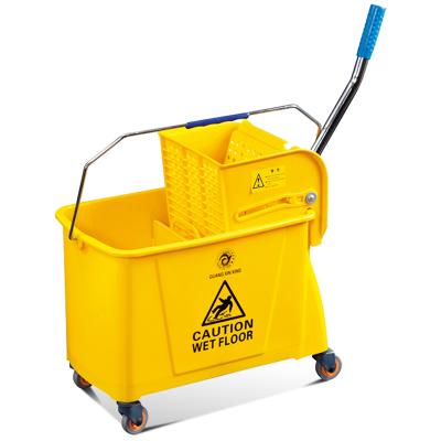 China Viable Yellow Mop Bucket Squeeze Floor Mop Cleaning Bucket With Wringer for sale