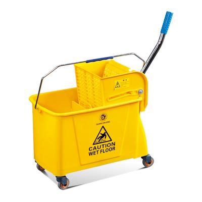 China Viable HOT SALE 20L Yellow Mop Floor Bucket Handle Floor Mop Wringer Cleaning Mop and Bucket with Wringer Set for sale