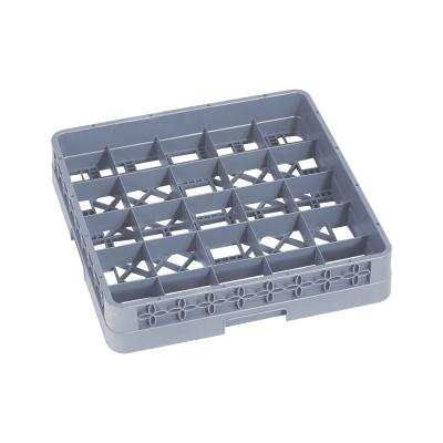 China Gray 25 Compartment Base Sliding Glass Rack , Plastic Drain Rack For Commercial And Flat Wine Glasses for sale