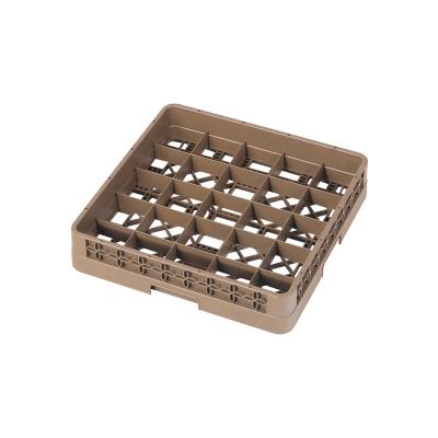 China Brown 25 Compartment Sustainable Base Glass Rack , Plastic Drain Rack For Commercial And Flat Wine Glasses for sale