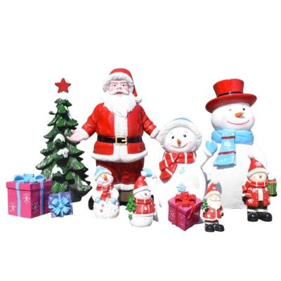 China Europe Art Deco Christmas Indoor Ornaments For Sale Santa Claus Snowman Reindeer Resin Sculpture Statue for sale