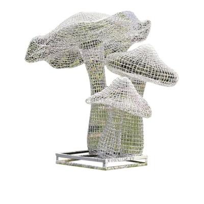 China Modern Europe Outdoor Garden Noise Large Stainless Steel Hollow Art Mushroom Sculpture Statue For Sale for sale