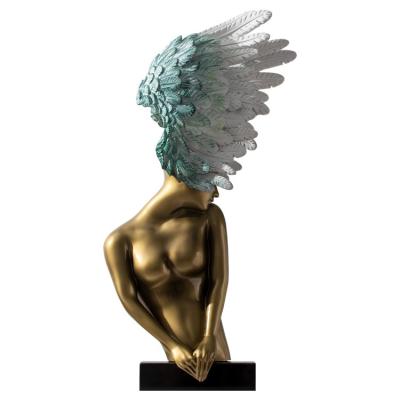 China Luxury Ornament Fiberglass Resin Sculpture Art Angel Girl Sculpture For Sale Large FRP Modern Home Light From Europe for sale