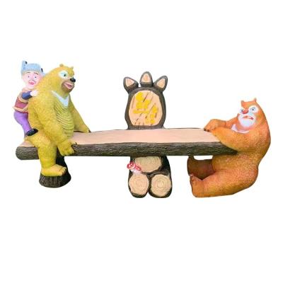 China Custom Modern Europe Fiberglass Garden Bench Shopping Mall Cartoon Animal Seat Sculpture for sale