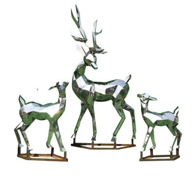 China China Mirror Metal Abstract Life Size Outdoor Decorative Stainless Steel Animal Deer Sculpture for sale