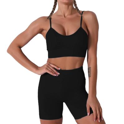 China Breathable Women Seamless Yoga Set 2 Piece Workout Sports Bra With High Waist Shorts Legging Equipment Tracksuit for sale