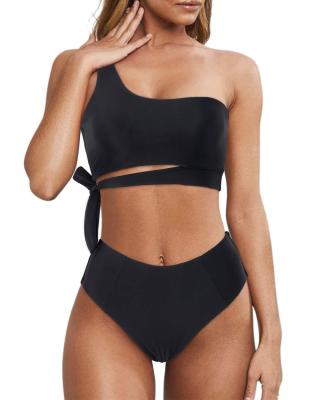 China Plus size 2021 hot sale belted suit One-shouldered high-waisted bikini for sale