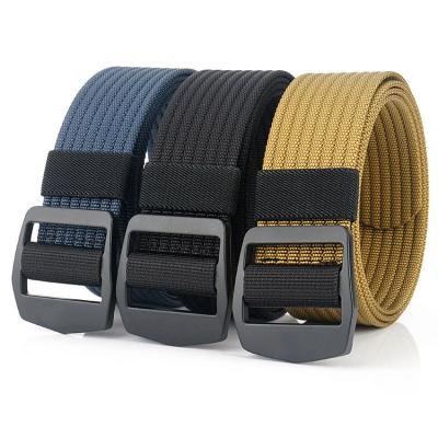 China Buckle Men Women Zinc Alloy Nylon + Metal Webbing Buckle Belt Canvas Nylon Casual Jeans Belt Adjustable Tactical Belt for sale