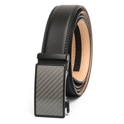 China Hot Selling Luxury Genuine Leather Alloy Ratchet Fashionable Design Automatic Buckle Design Men's Leisure Autokinetic Buckle Business Belt for sale