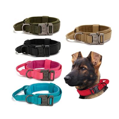 China Army Adjustable Tactical Military Grade Collar Padded Nylon Thick Dog Collars For Medium Large Dog for sale