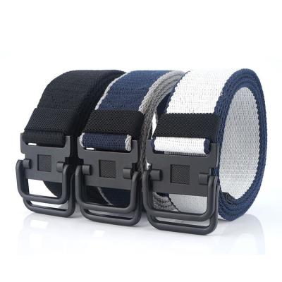 China 2020 Classic Double Buckle Casual Black Men's Cotton Canvas Outdoor Rise Tactical Belt for sale