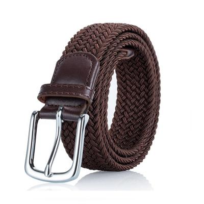 China Fashion.Casual.Leisure Logo Men Brown Black Adjustable Custom Braided Leather End Tip Stretch Wrap Elastic Waistband for sale