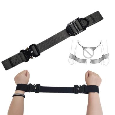 China 2020 Eco-Friendly New Style Bondage Fetish Handcuffs Restraint Sex Toy SM Body Harness Nylon Neck Arm Cuffs for sale