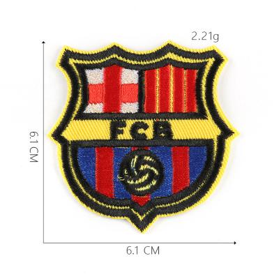 China custom 3D football team logo embroidered fabric patch apparel badge for sale