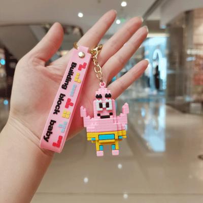 China New Cartoon Blocks Patrick Star Key Chain Car Bag Key Pendant Creative Cute Cute Pendant Key Chain for sale