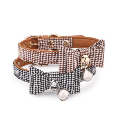 China Personalized Black Plaid Bow Tie Collar for Small Medium Pets Adjustable Detachable Bow Tie Collar for Kittens for sale