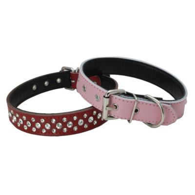 China Personalized Sparkly Crystal Diamonds Studded Leather Collar Rhinestone Dog Collar for Puppy and Kitten for sale