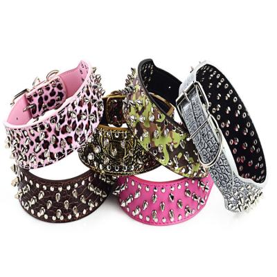 China Personalized Leather Dog Collar Studded Dog Collar with Spikes for Small Medium Large Dogs for sale