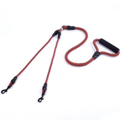 China Customized Double Head One For Double Dog Two Chain Pet Leash Nylon Two Leash Anti-Winding for sale